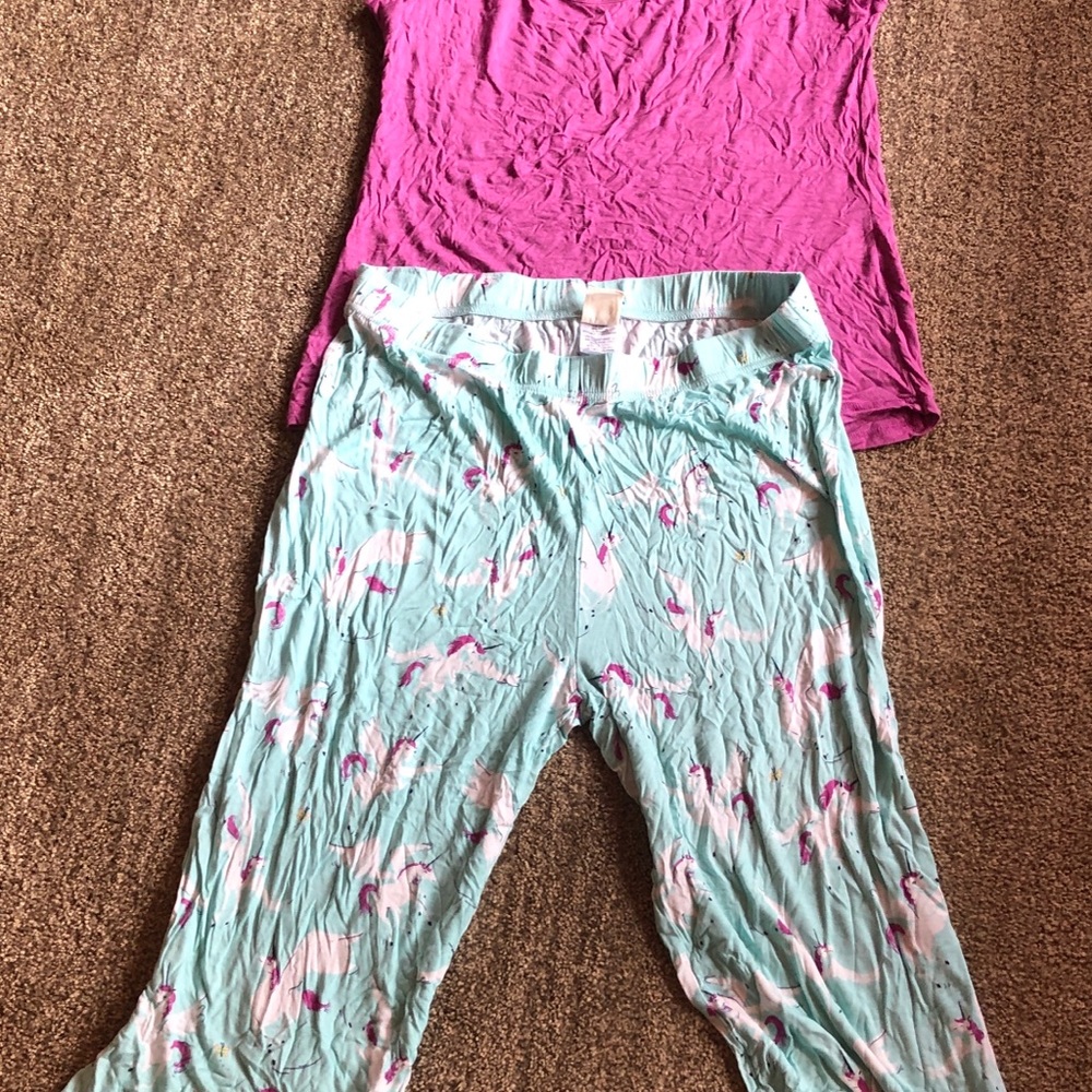 Nite Nite Munkie Munkie Pajama Set Unicorn Print Large